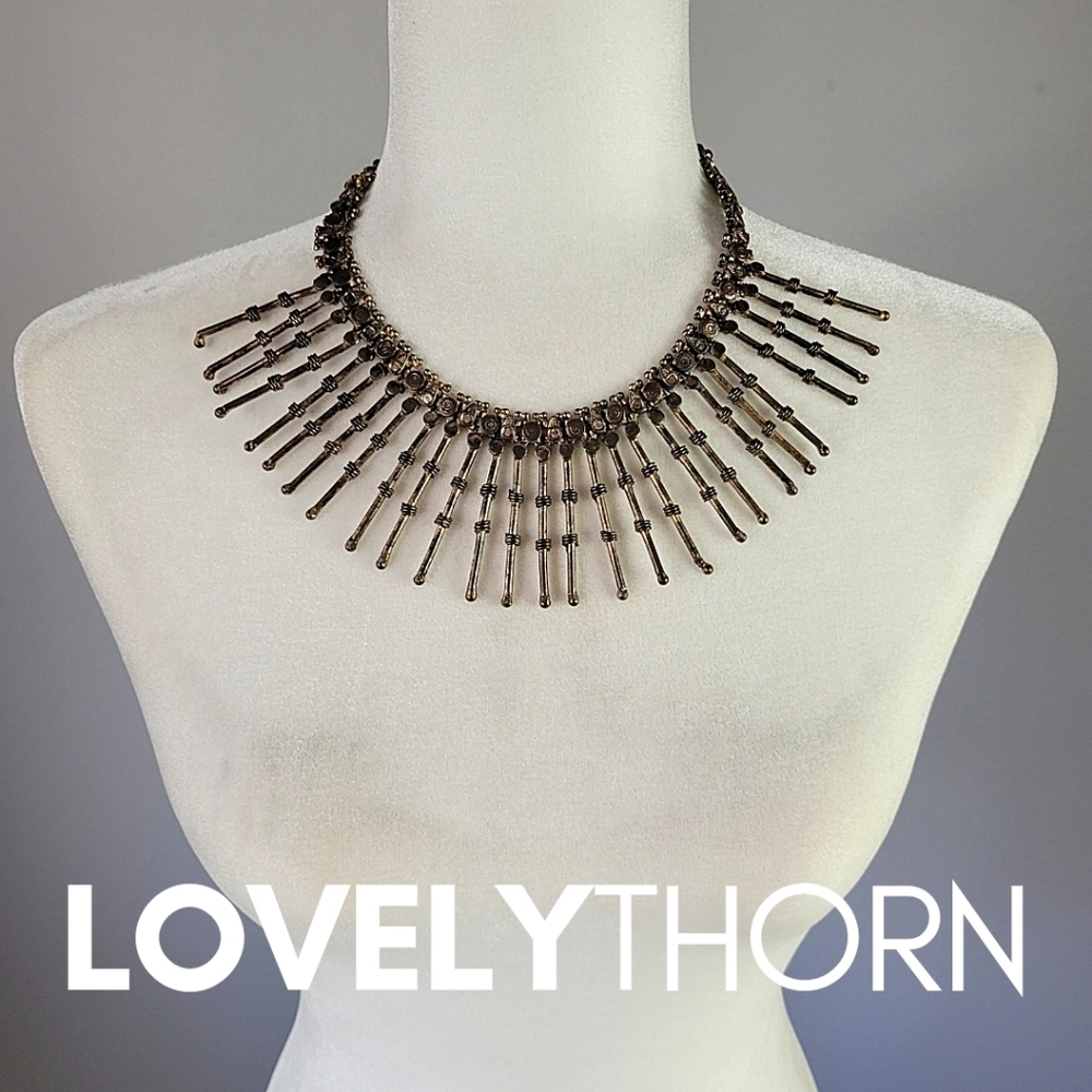 VANESSA MOONEY // ltd ed cleopatra style brass beaded statement collar necklace